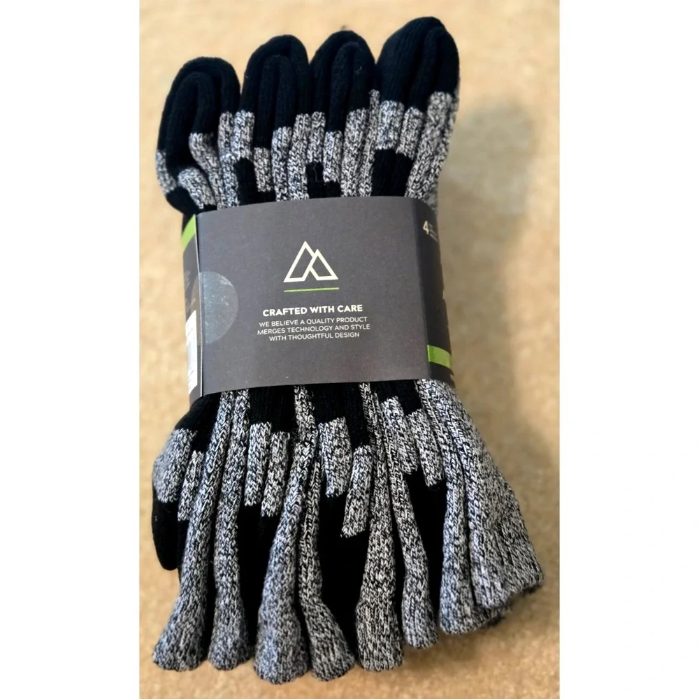 Alpine Design Performance Hiking Sock Men's Medium Black 4-Pak